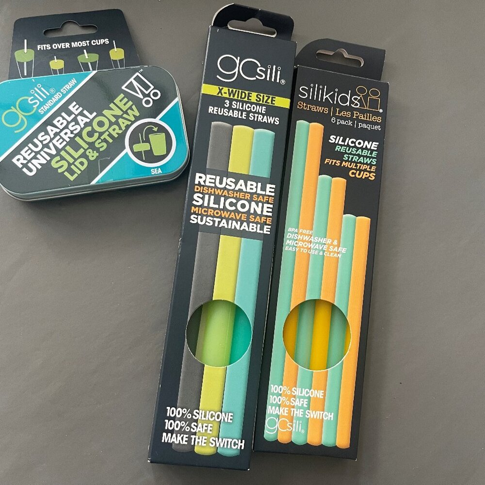 Reusable Silicone Straws and drink top bundle